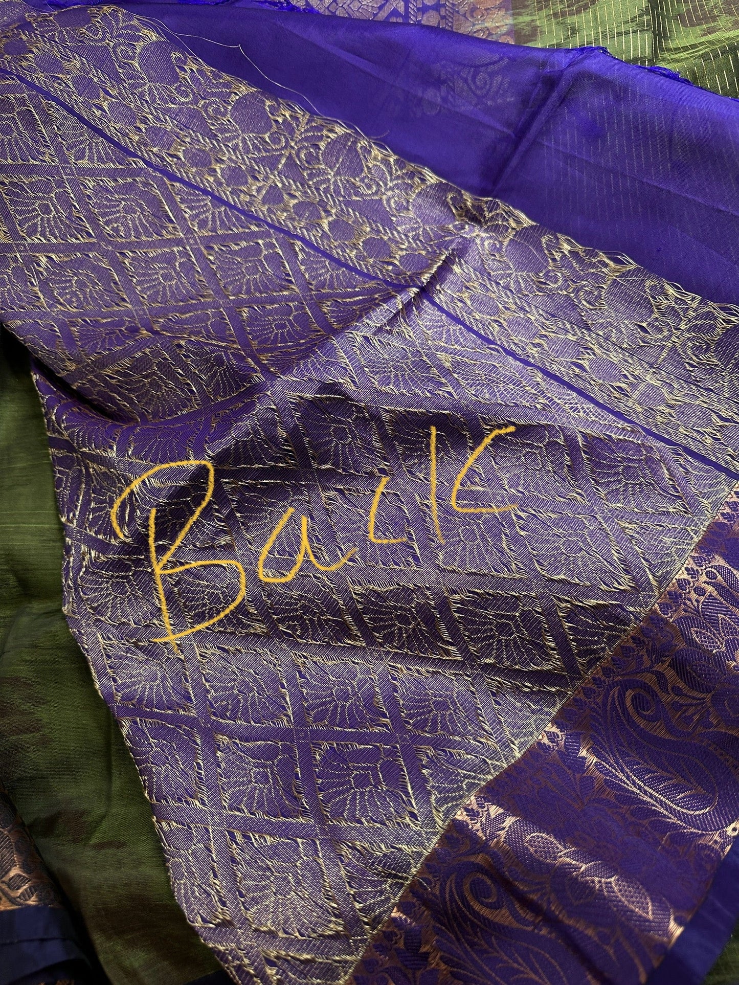 Green Blue Kanchi Border Silk Saree