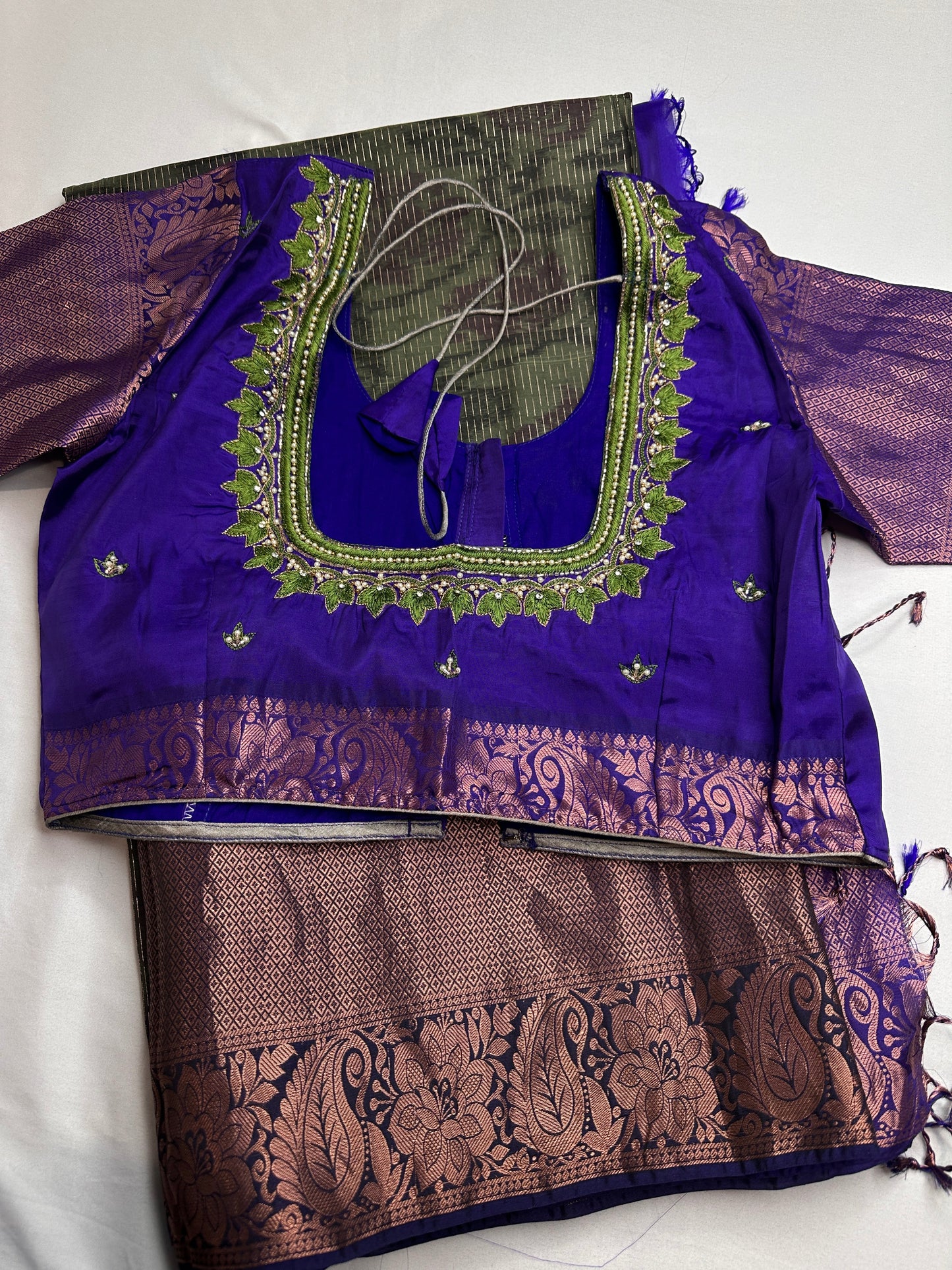 Green Blue Kanchi Border Silk Saree