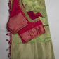 Green Pink Semi Uppada Silk Butta Saree