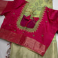 Green Pink Semi Uppada Silk Butta Saree