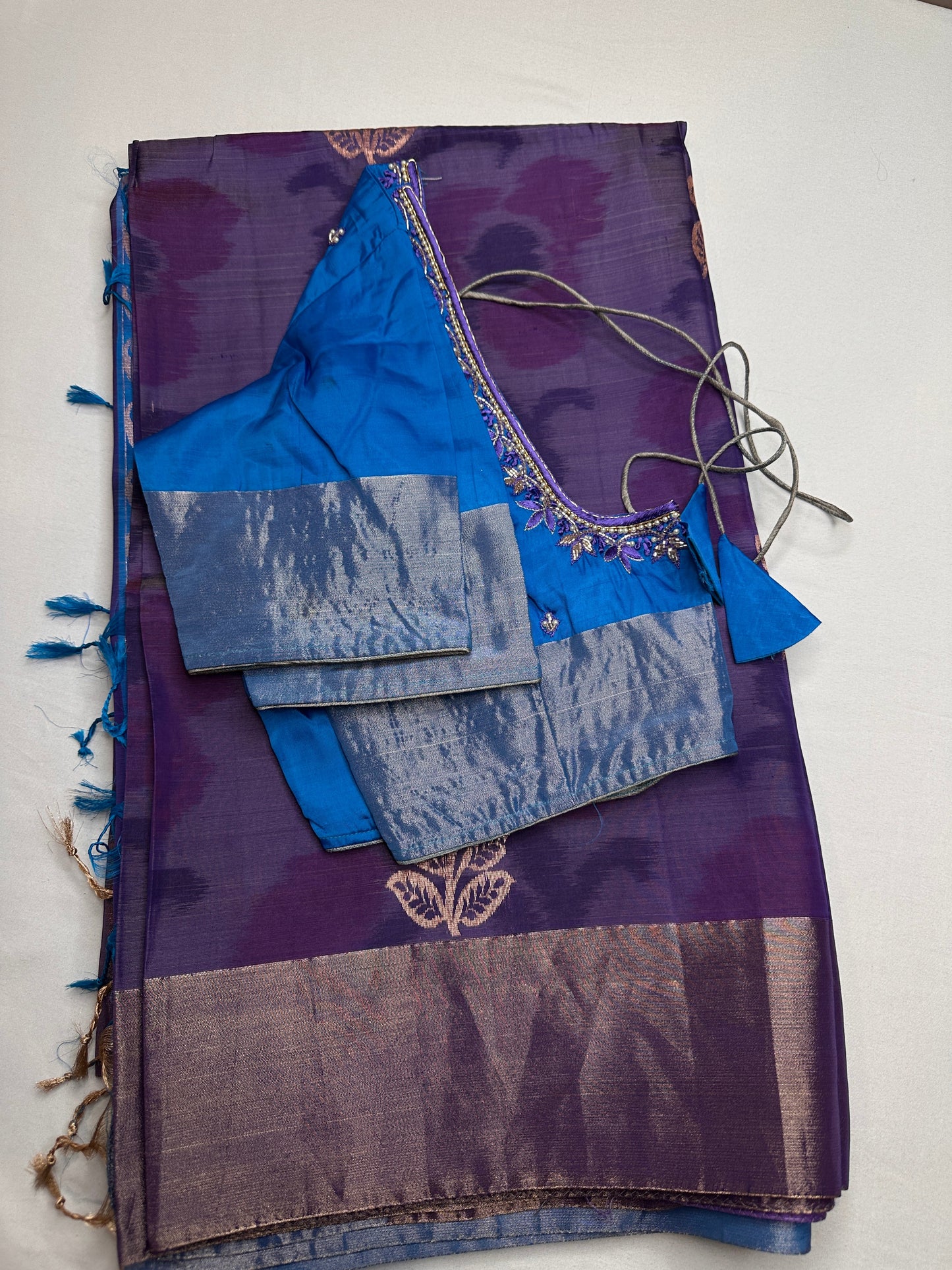 Purple Semi Uppada Silk Butta Saree