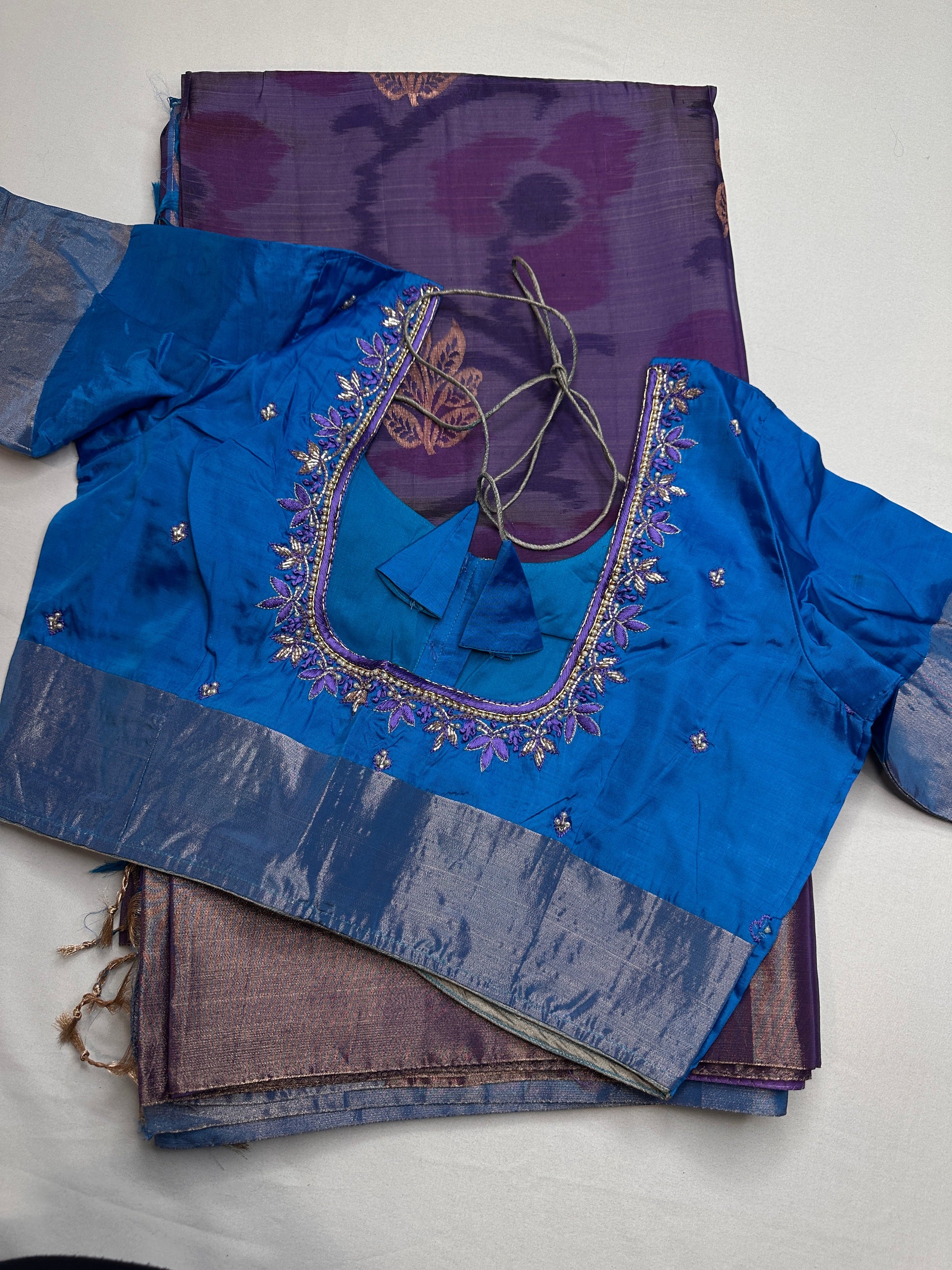 Purple Semi Uppada Silk Butta Saree