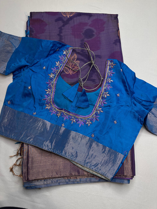 Purple Semi Uppada Silk Butta Saree