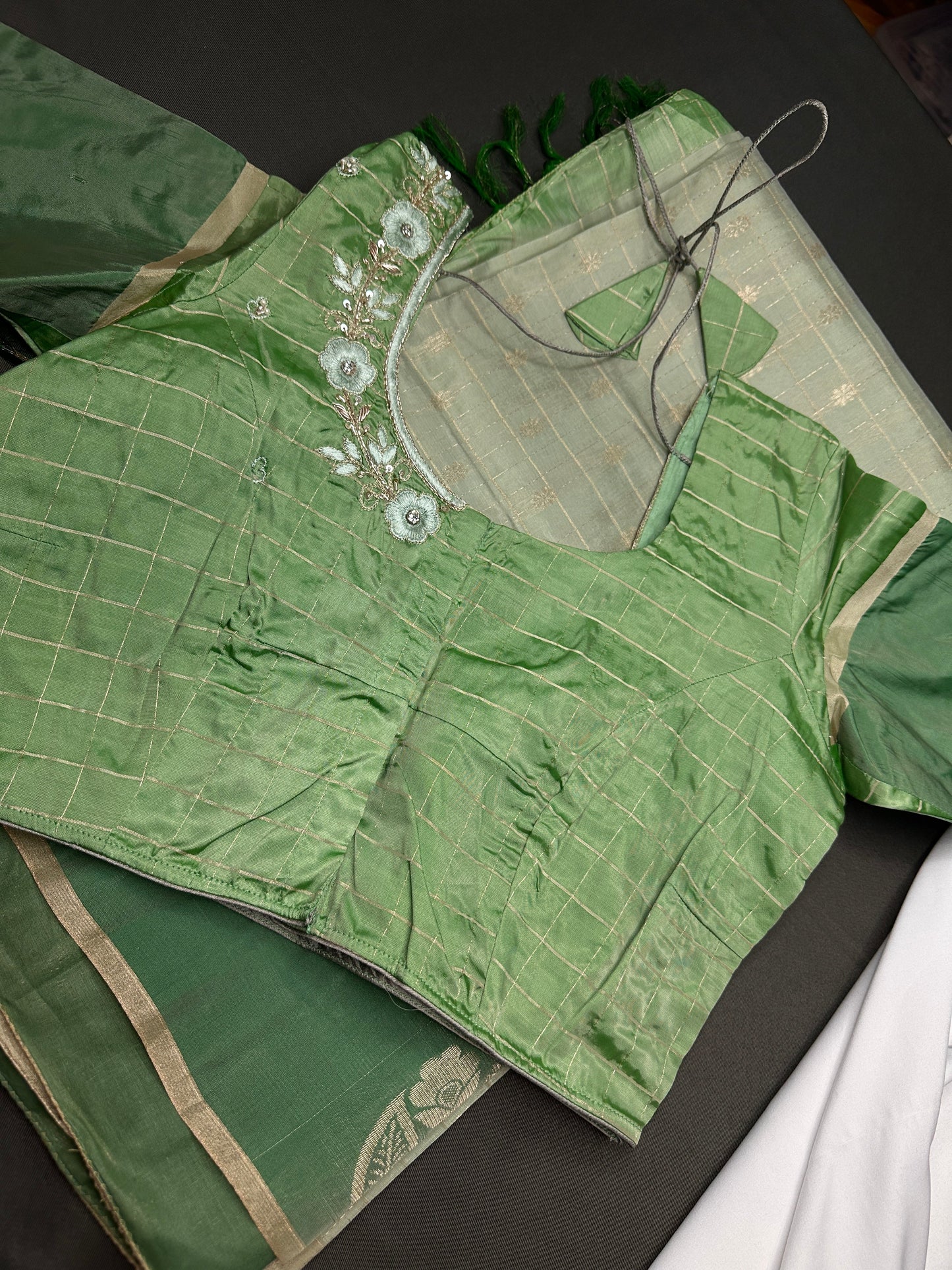 Green Semi Uppada Silk Butta Saree