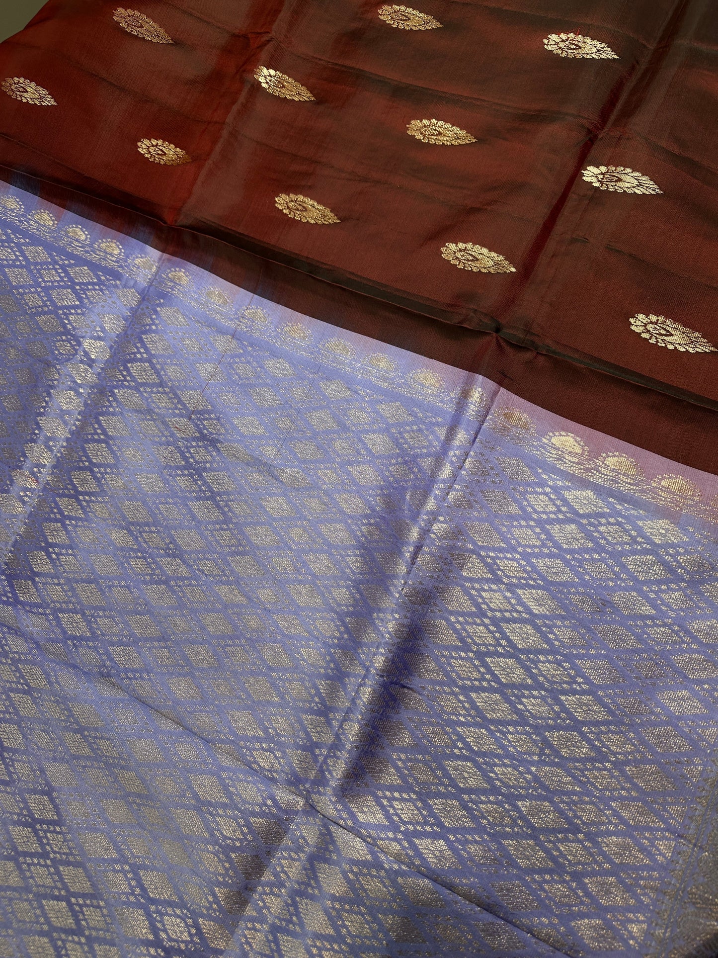 Small Border Uppada Silk Brown Purple Saree