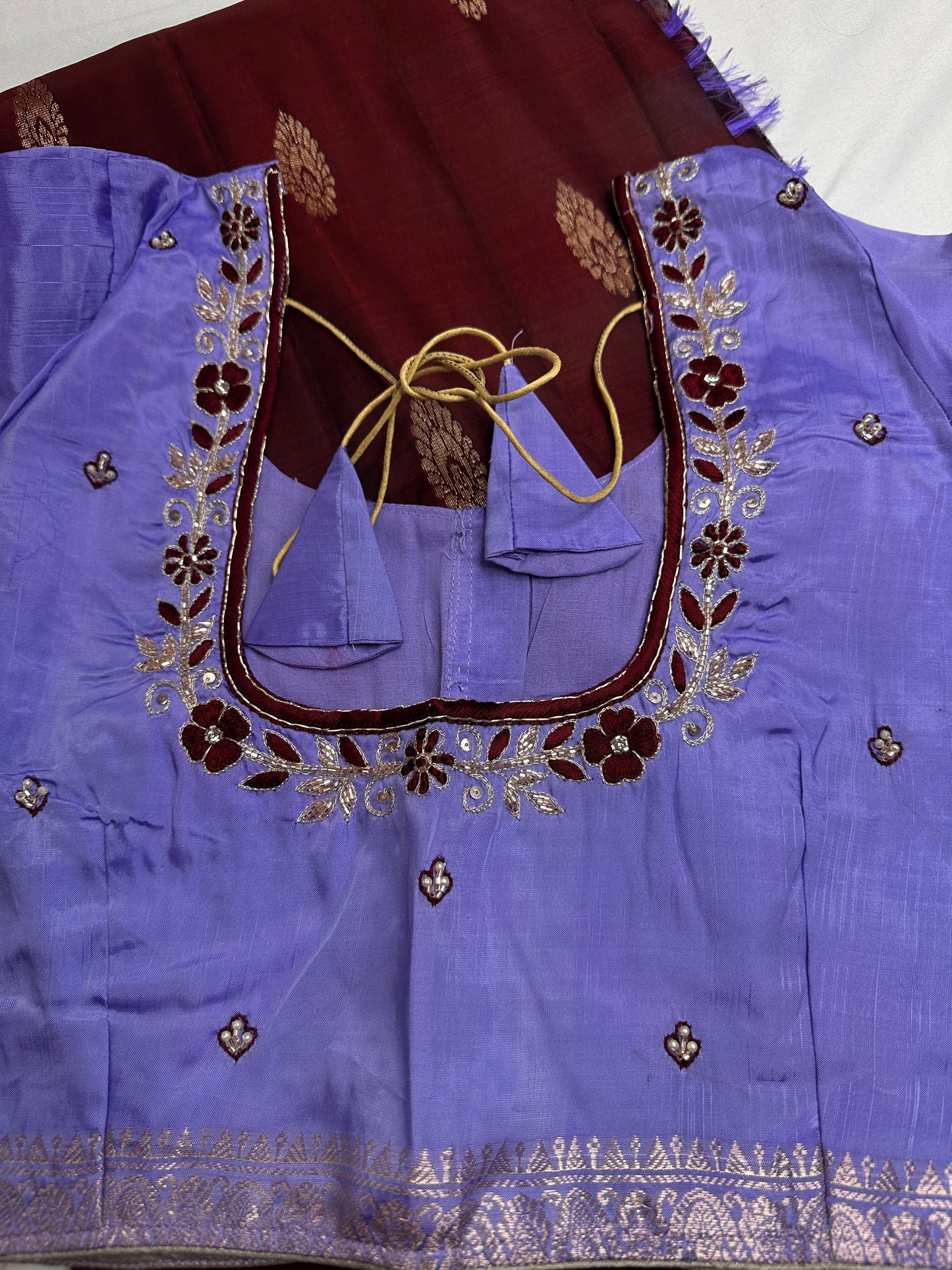 Small Border Uppada Silk Brown Purple Saree