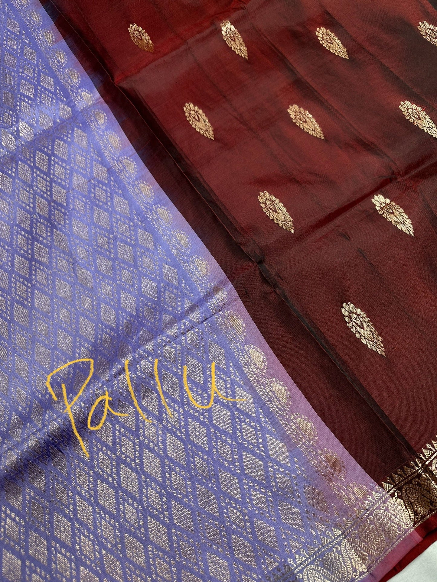 Small Border Uppada Silk Brown Purple Saree