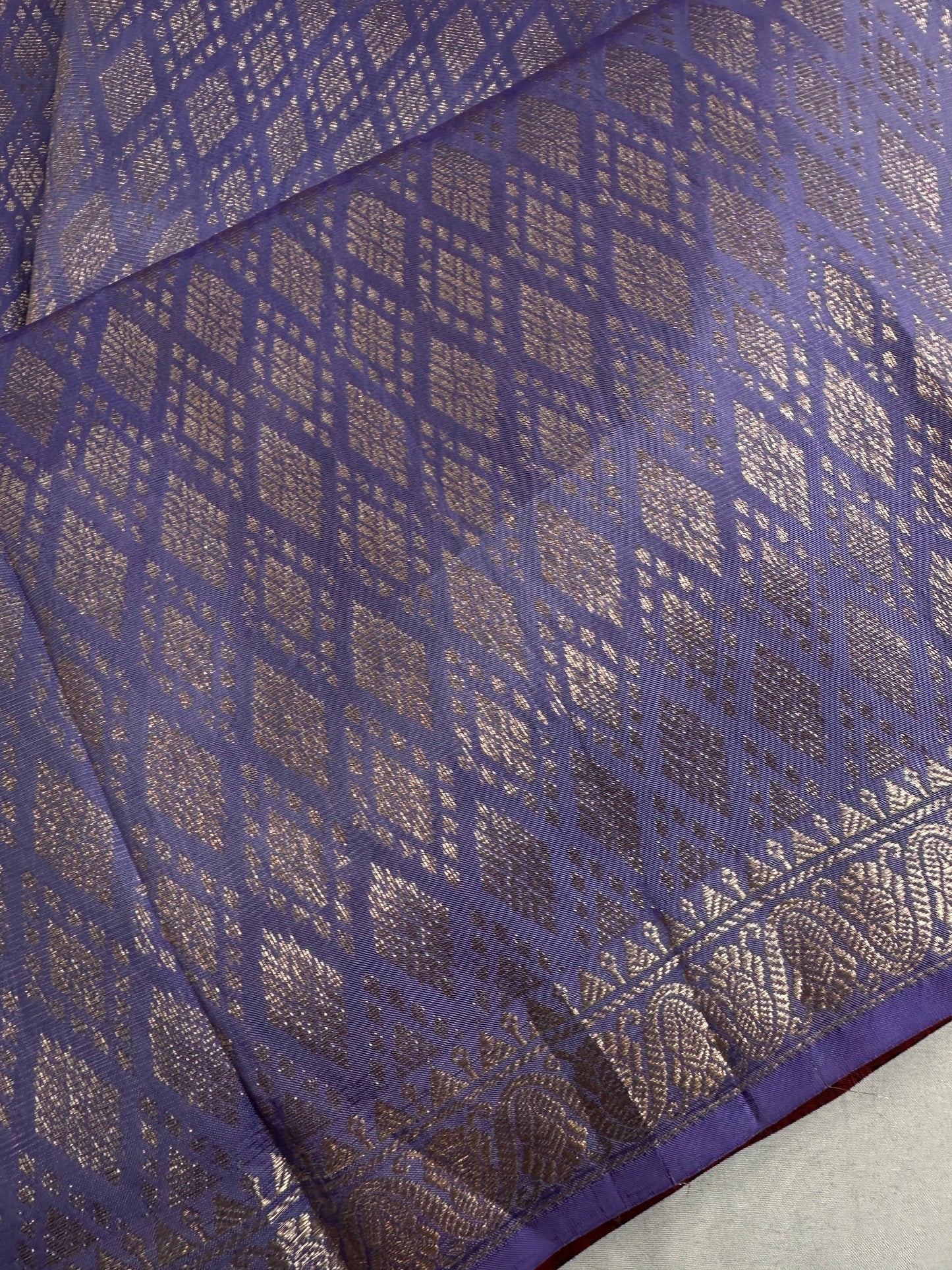 Small Border Uppada Silk Brown Purple Saree