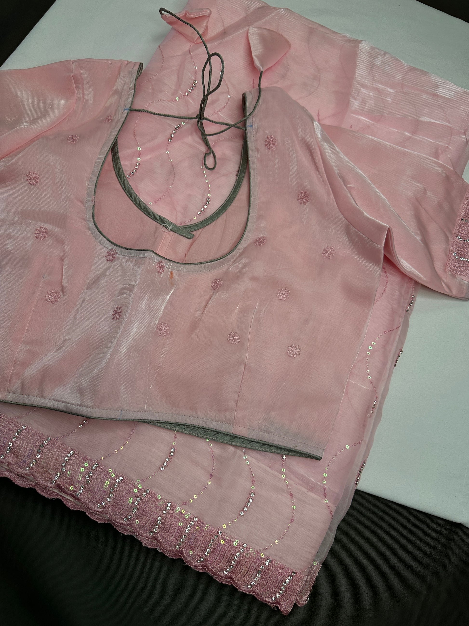 Pink Tissue Work Party Wear Saree - 