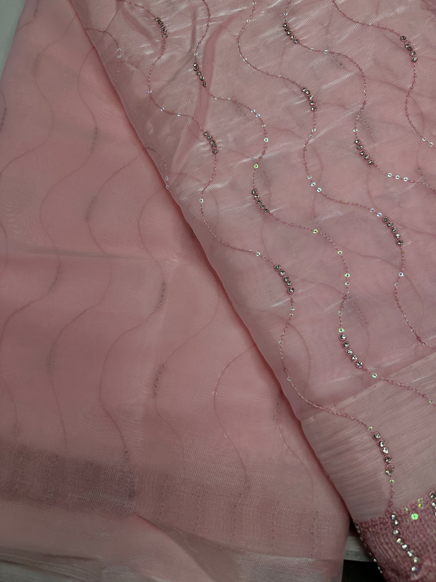 Pink Tissue Work Party Wear Saree - 