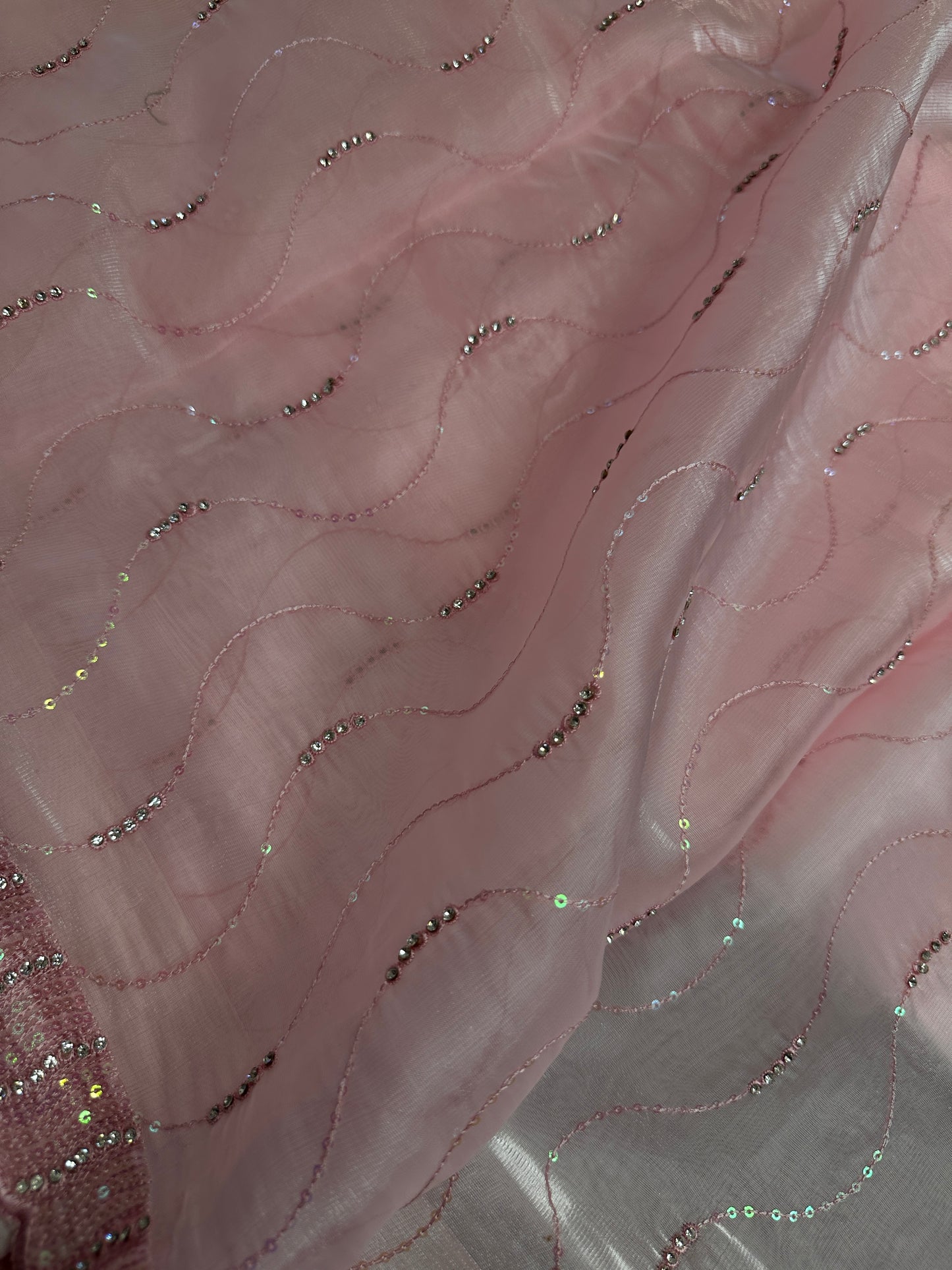 Pink Tissue Work Party Wear Saree - 