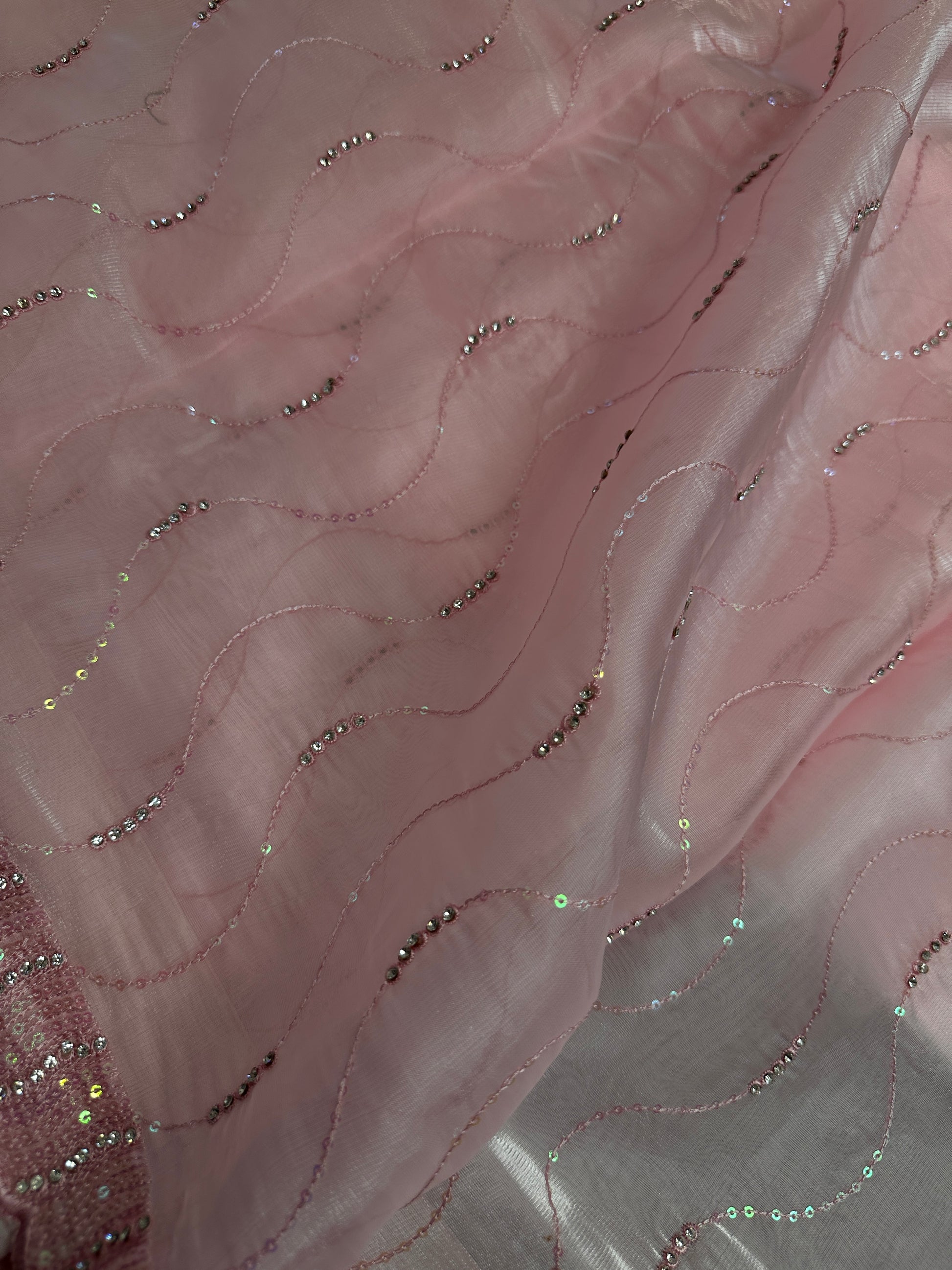 Pink Tissue Work Party Wear Saree - 