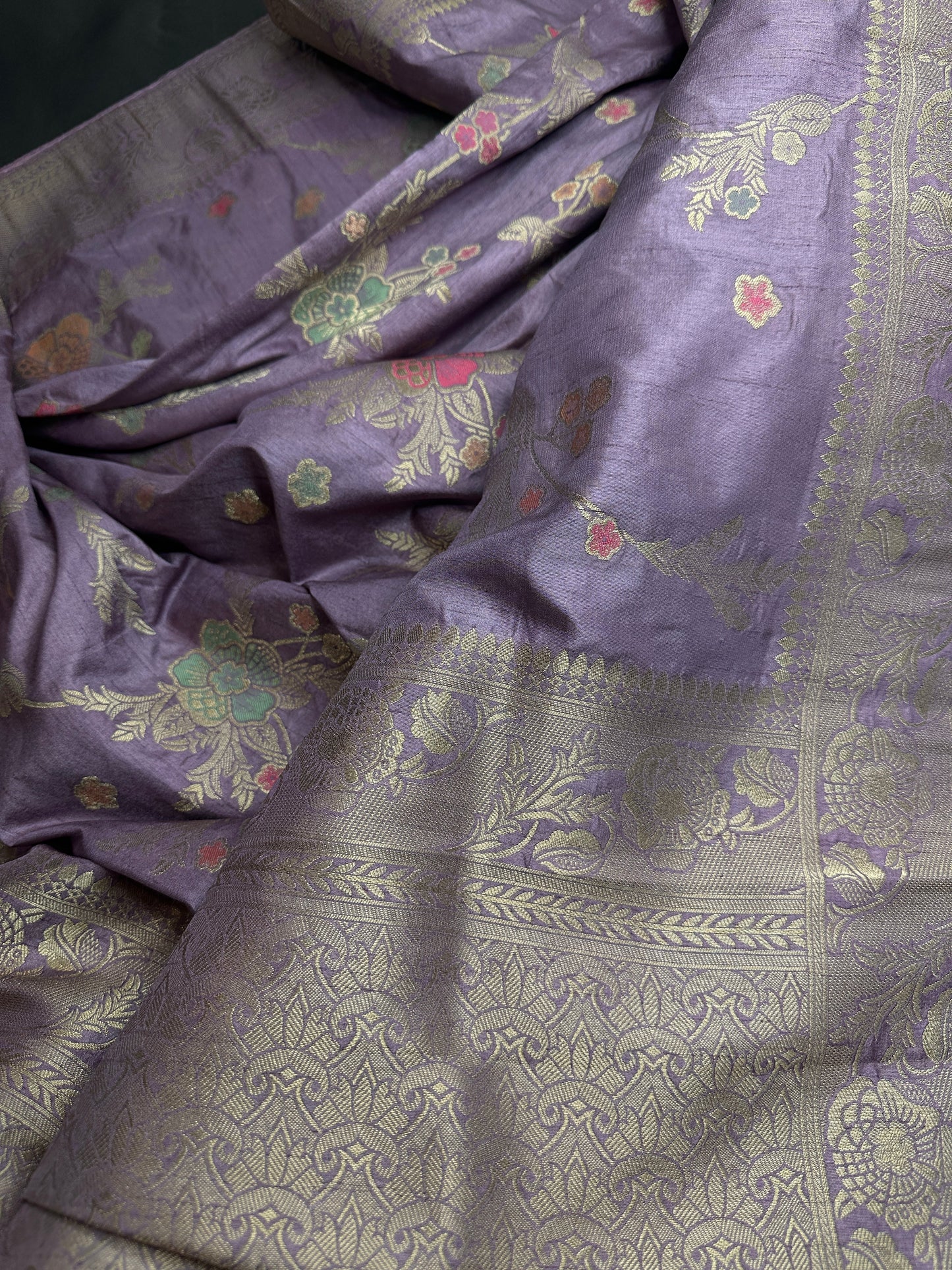 Munga Silk Lavender Purple Saree