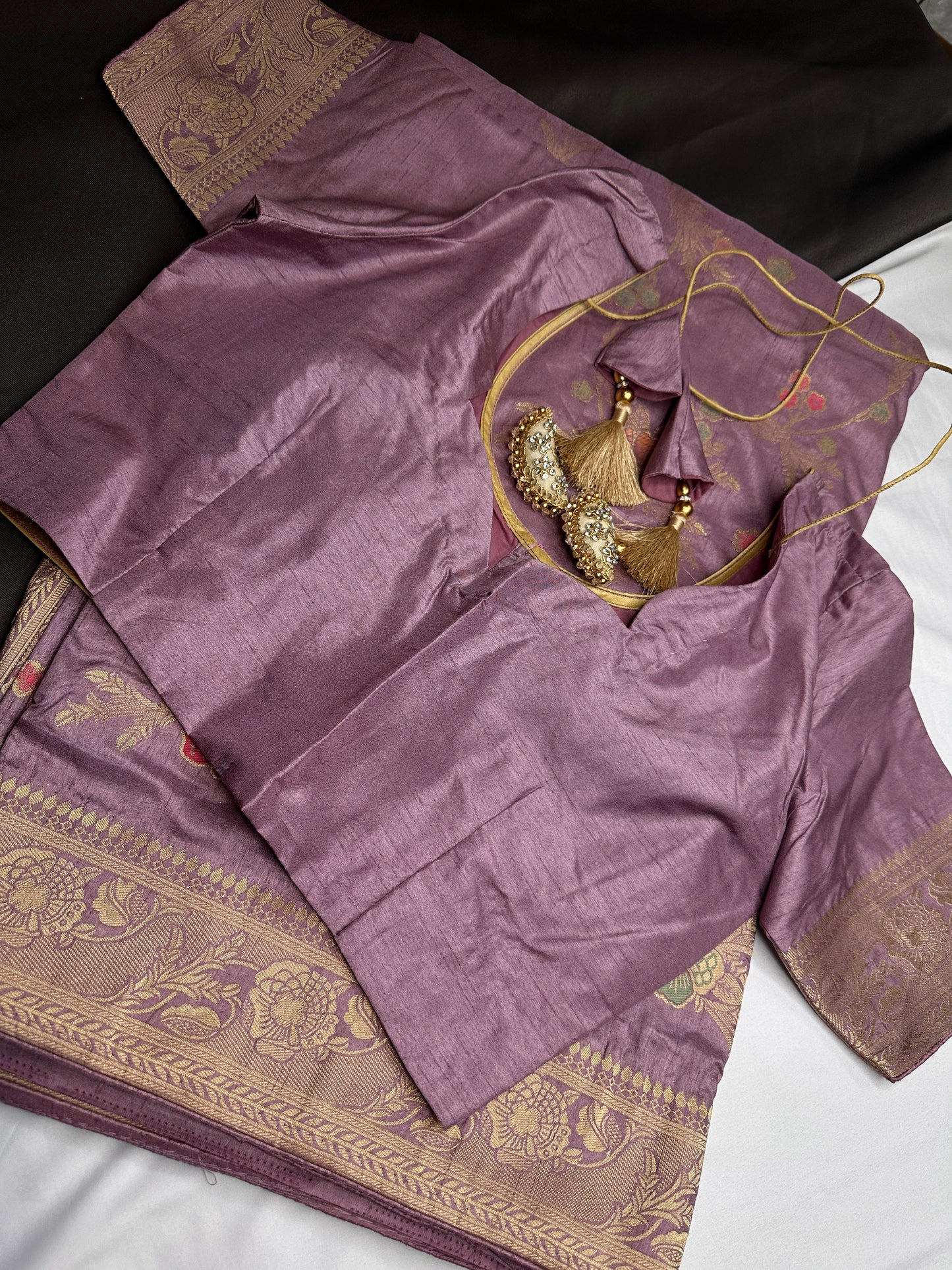 Munga Silk Lavender Purple Saree