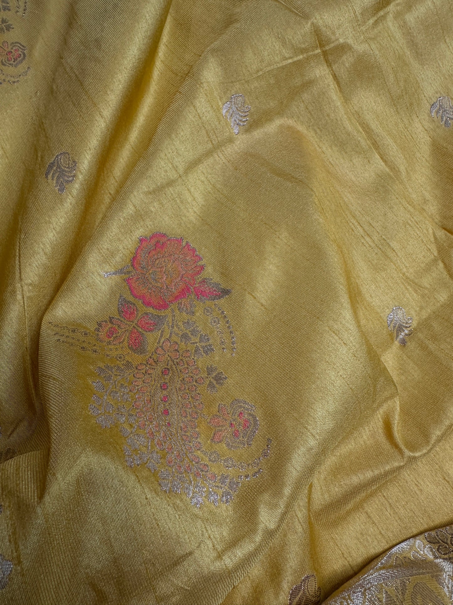 Banarsi Munga Silk Yellow Saree