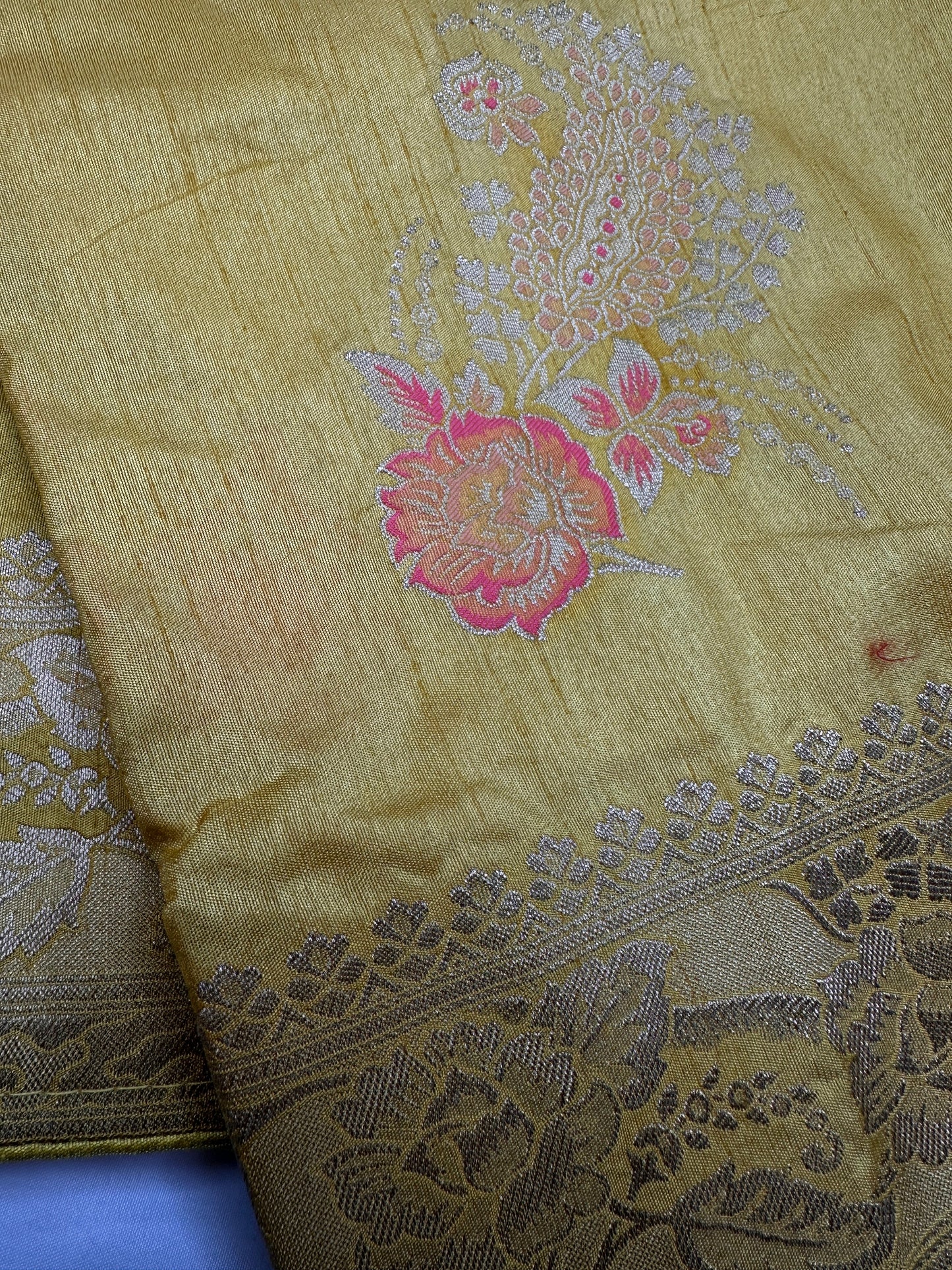 Banarsi Munga Silk Yellow Saree