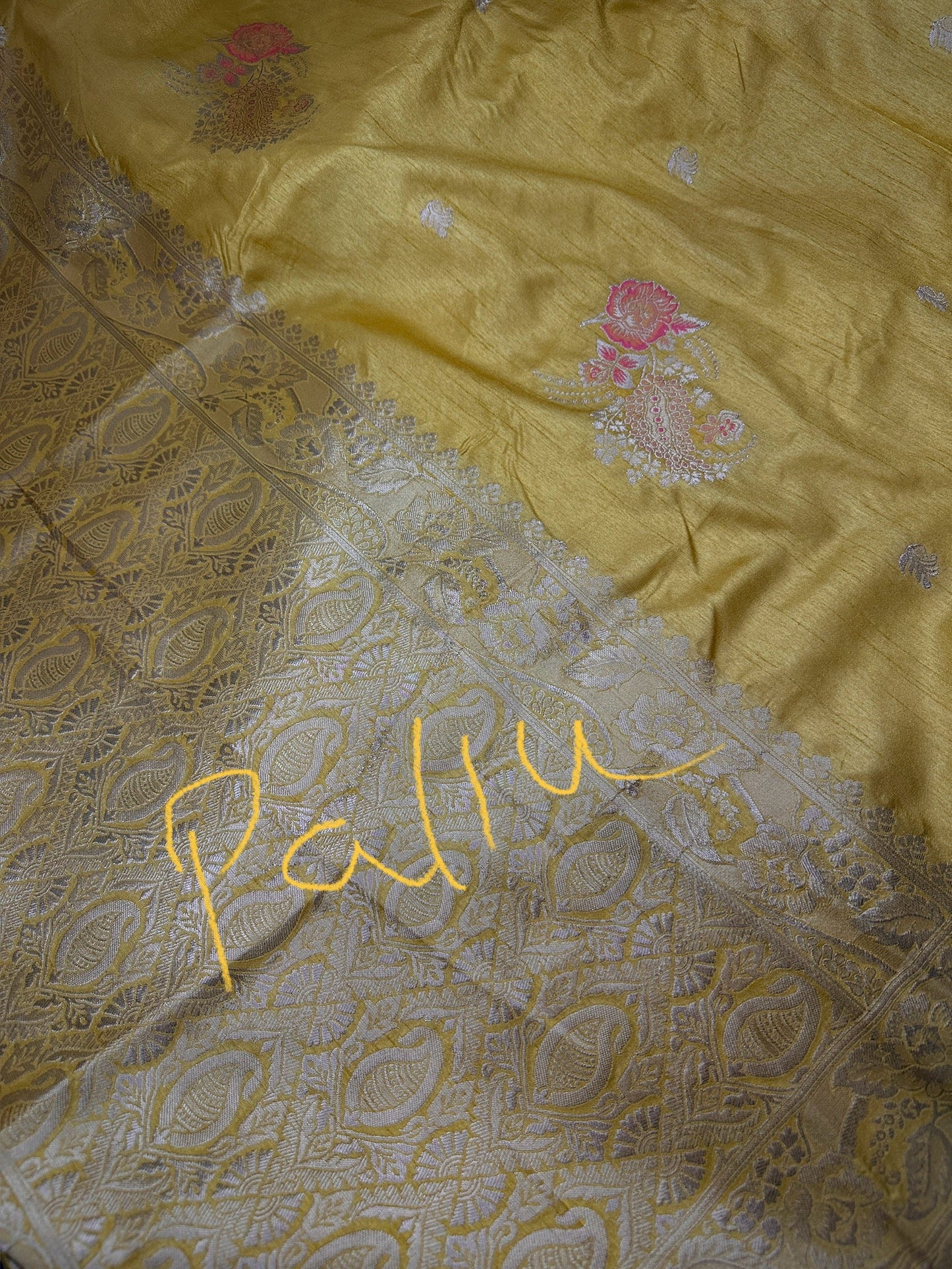 Banarsi Munga Silk Yellow Saree