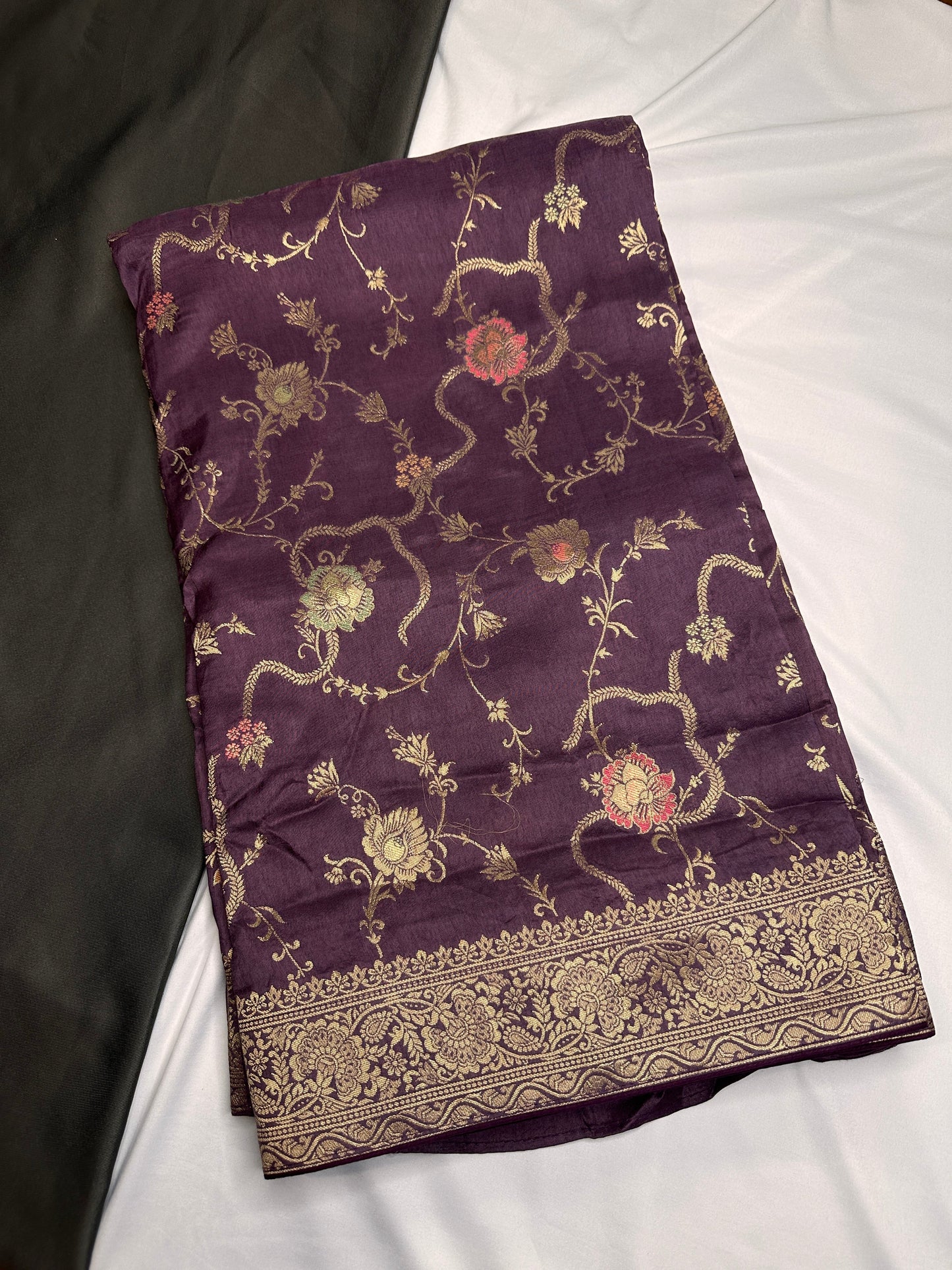 Banarsi Munga Silk Mauve Purple Saree