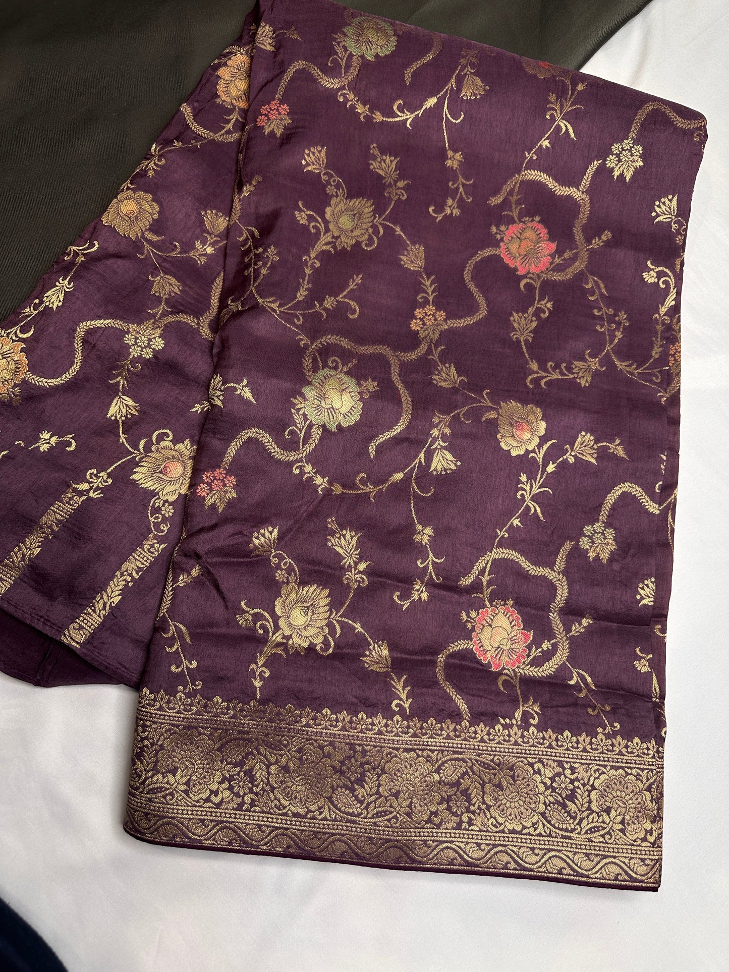 Banarsi Munga Silk Mauve Purple Saree