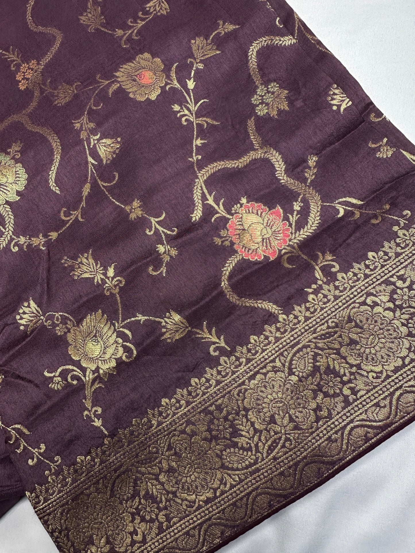 Banarsi Munga Silk Mauve Purple Saree
