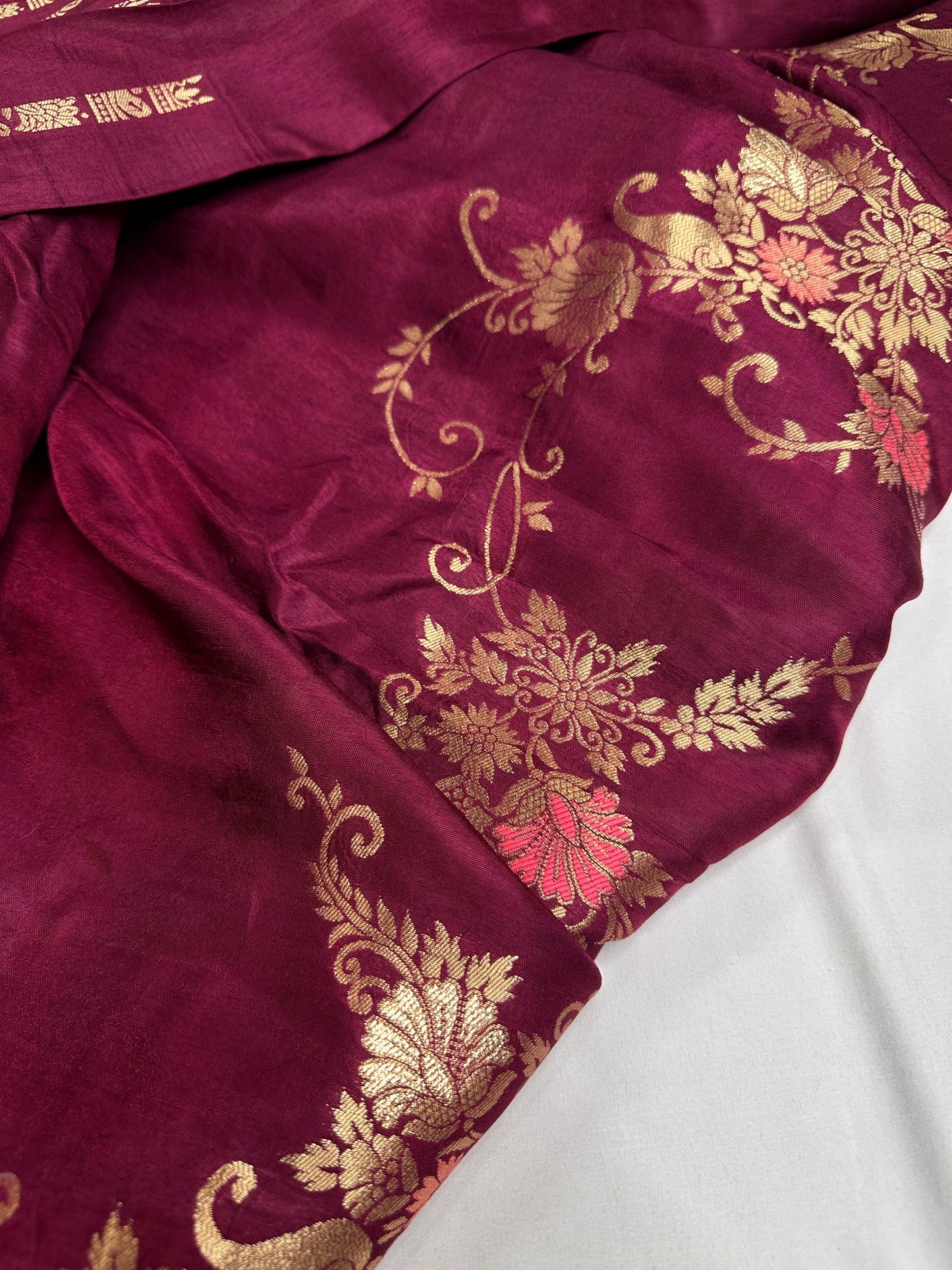Banarsi Munga Silk Magenta Pink Saree