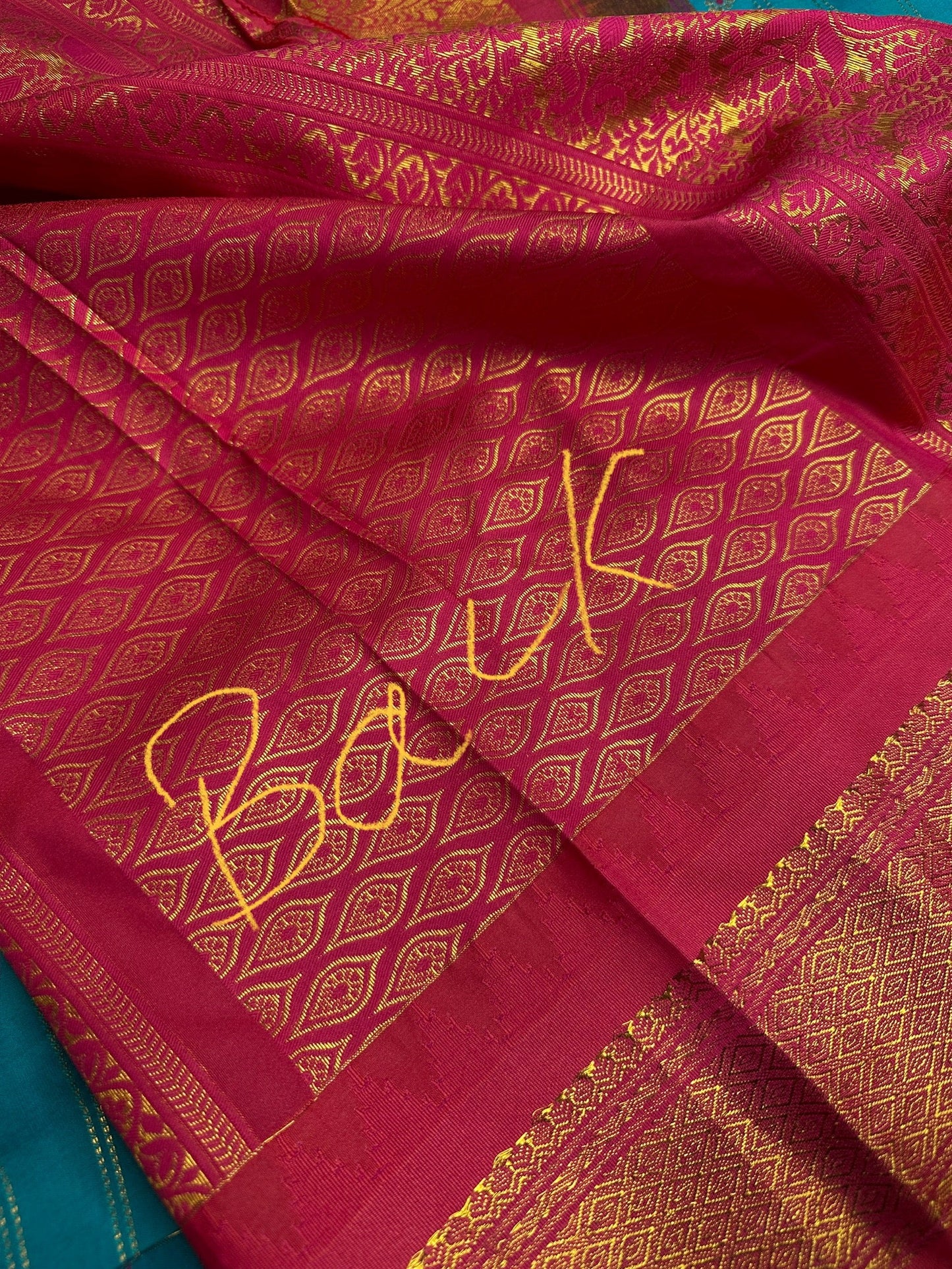 Gadwal Pattu Green Pink Soft Silk Saree