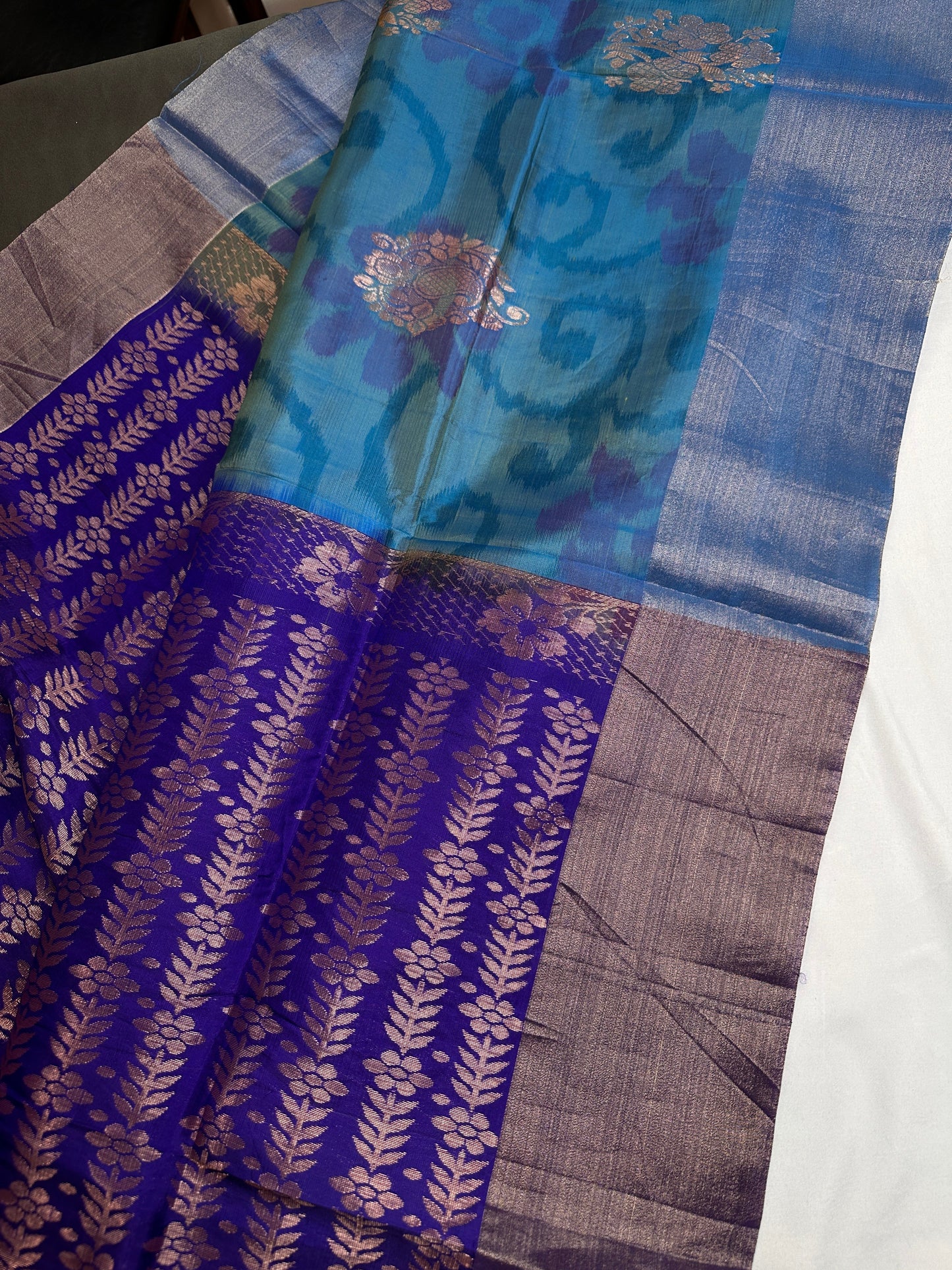 Blue Semi Uppada Silk Butta Saree