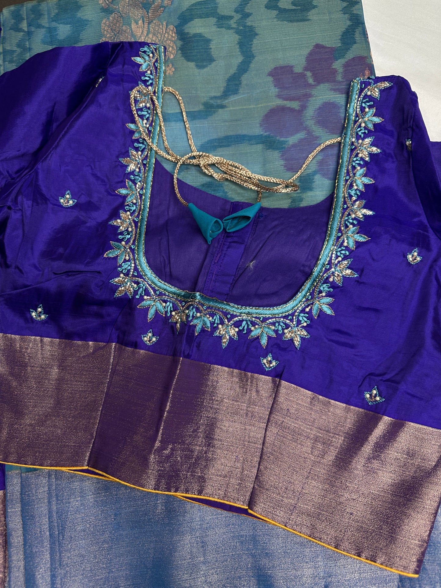Blue Semi Uppada Silk Butta Saree