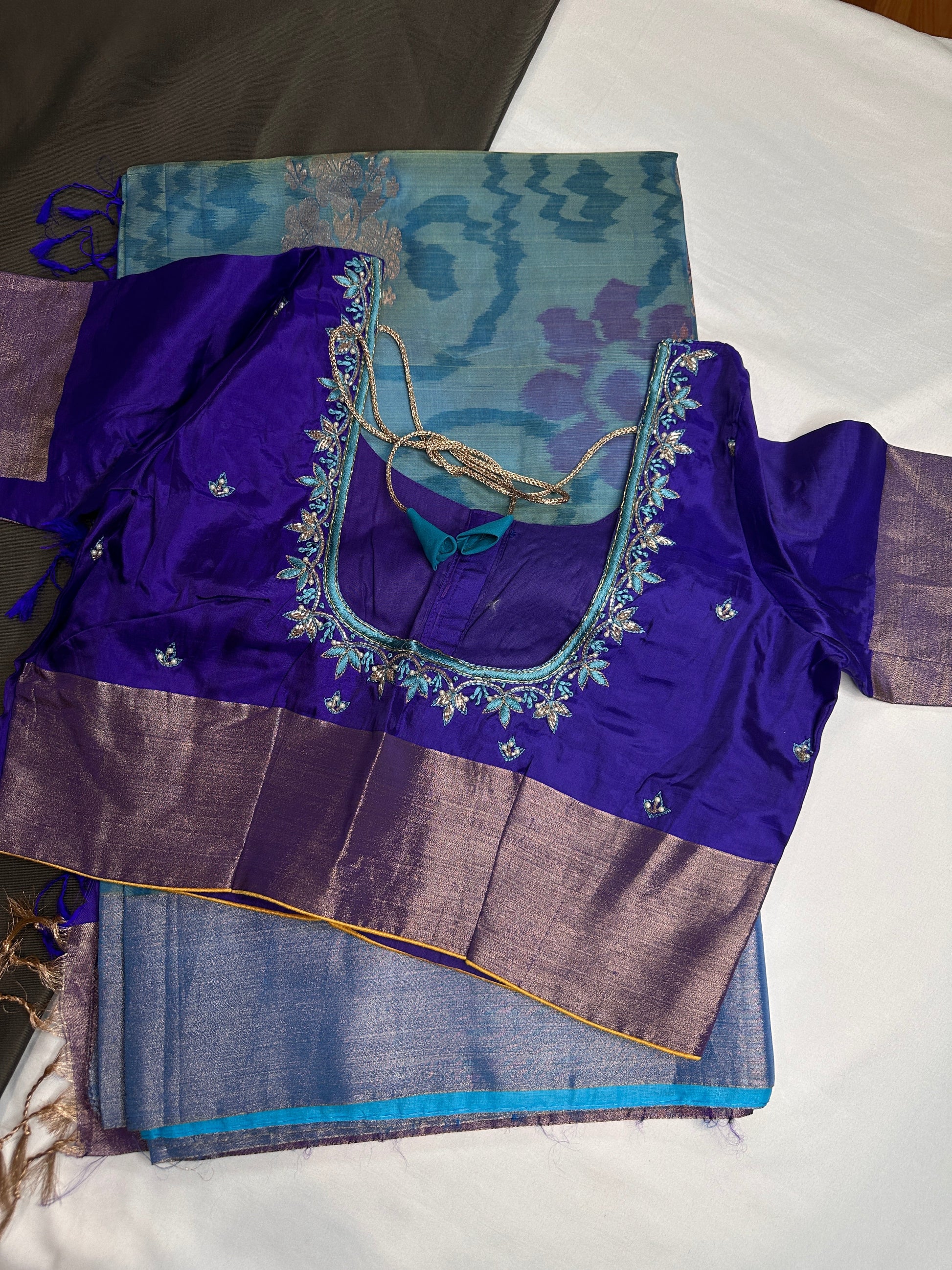 Blue Semi Uppada Silk Butta Saree