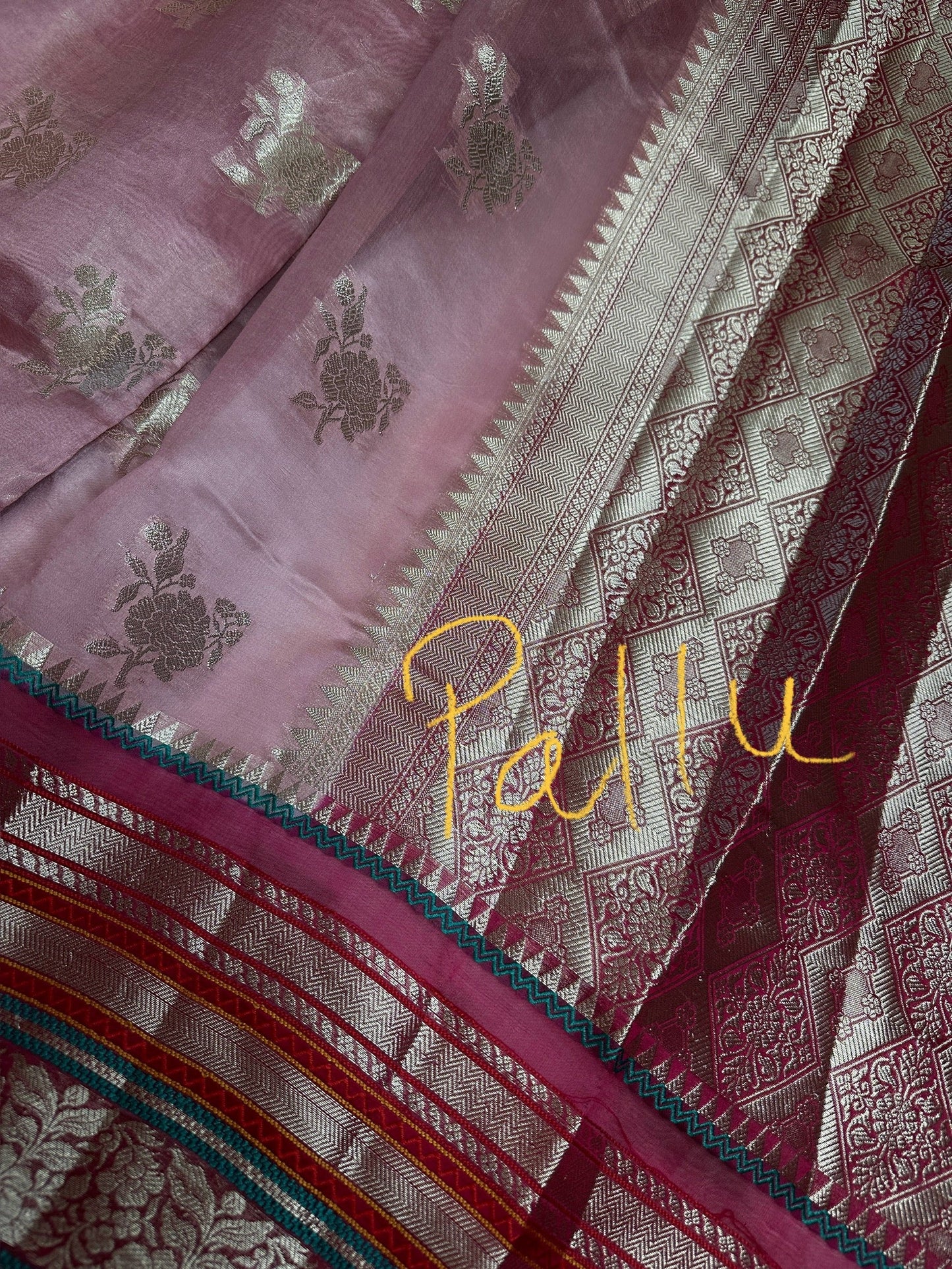 Pure Muga Silk Silver Weaving Pink Saree