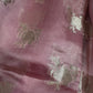 Pure Muga Silk Silver Weaving Pink Saree