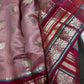 Pure Muga Silk Silver Weaving Pink Saree