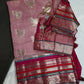 Pure Muga Silk Silver Weaving Pink Saree