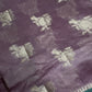 Pure Muga Silk Silver Weaving Lavender Purple Saree