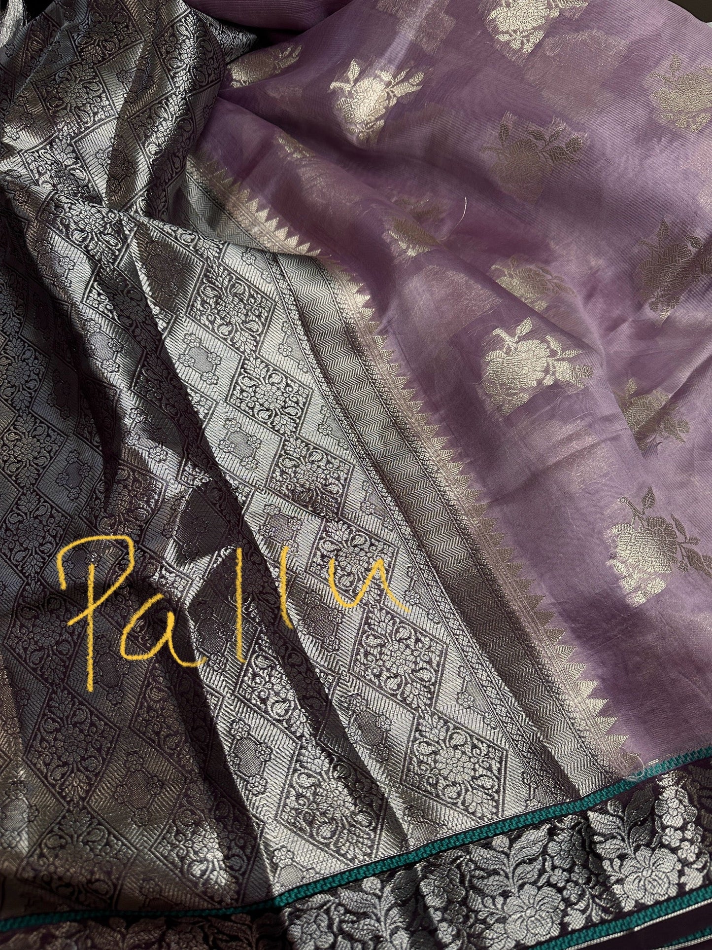 Pure Muga Silk Silver Weaving Lavender Purple Saree