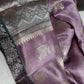 Pure Muga Silk Silver Weaving Lavender Purple Saree