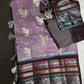 Pure Muga Silk Silver Weaving Lavender Purple Saree