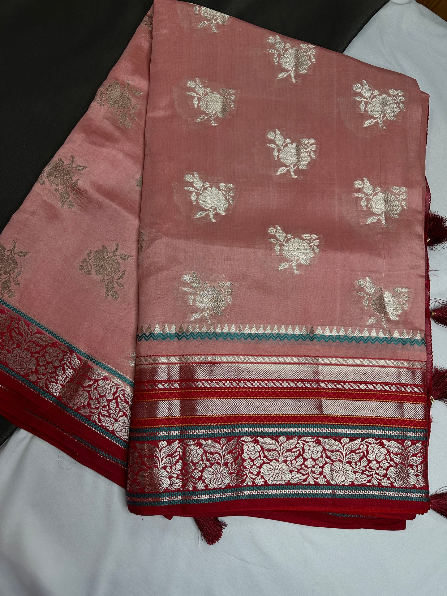 Pure Muga Silk Silver Weaving Lavender Purple Saree