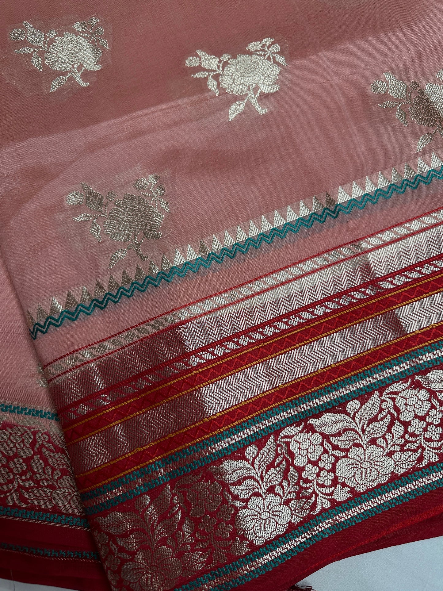 Pure Muga Silk Silver Weaving Lavender Purple Saree