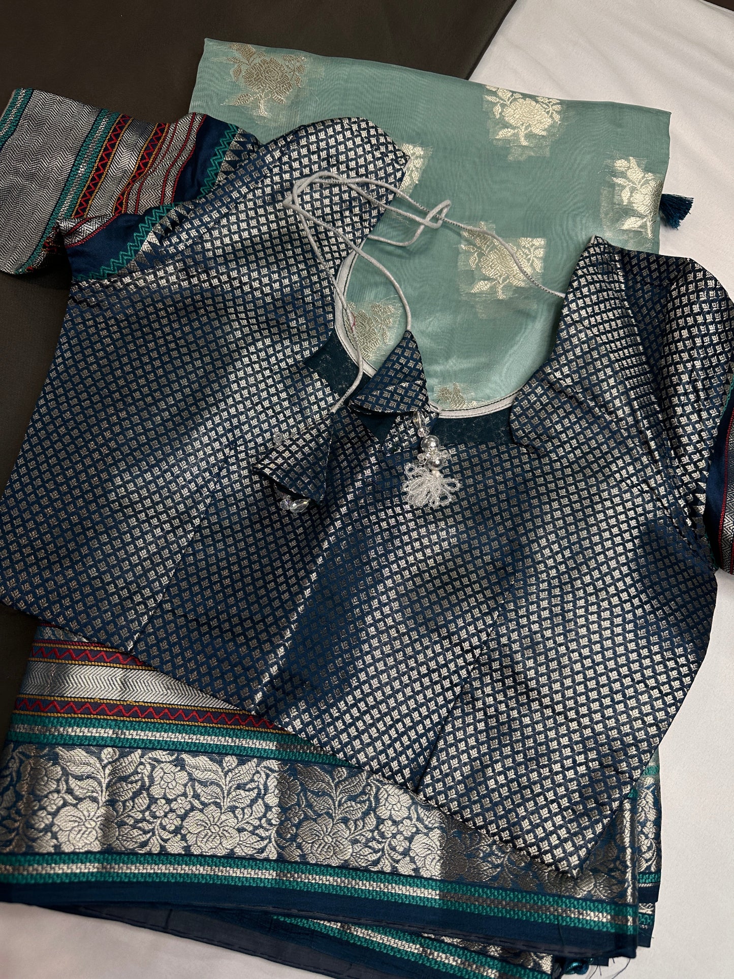 Pure Muga Silk Silver Weaving Blue Saree