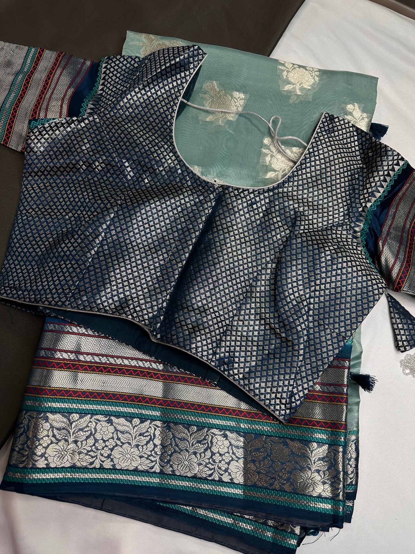 Pure Muga Silk Silver Weaving Blue Saree