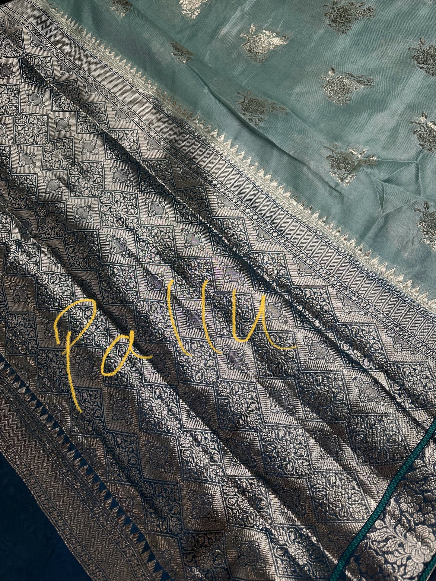 Pure Muga Silk Silver Weaving Blue Saree