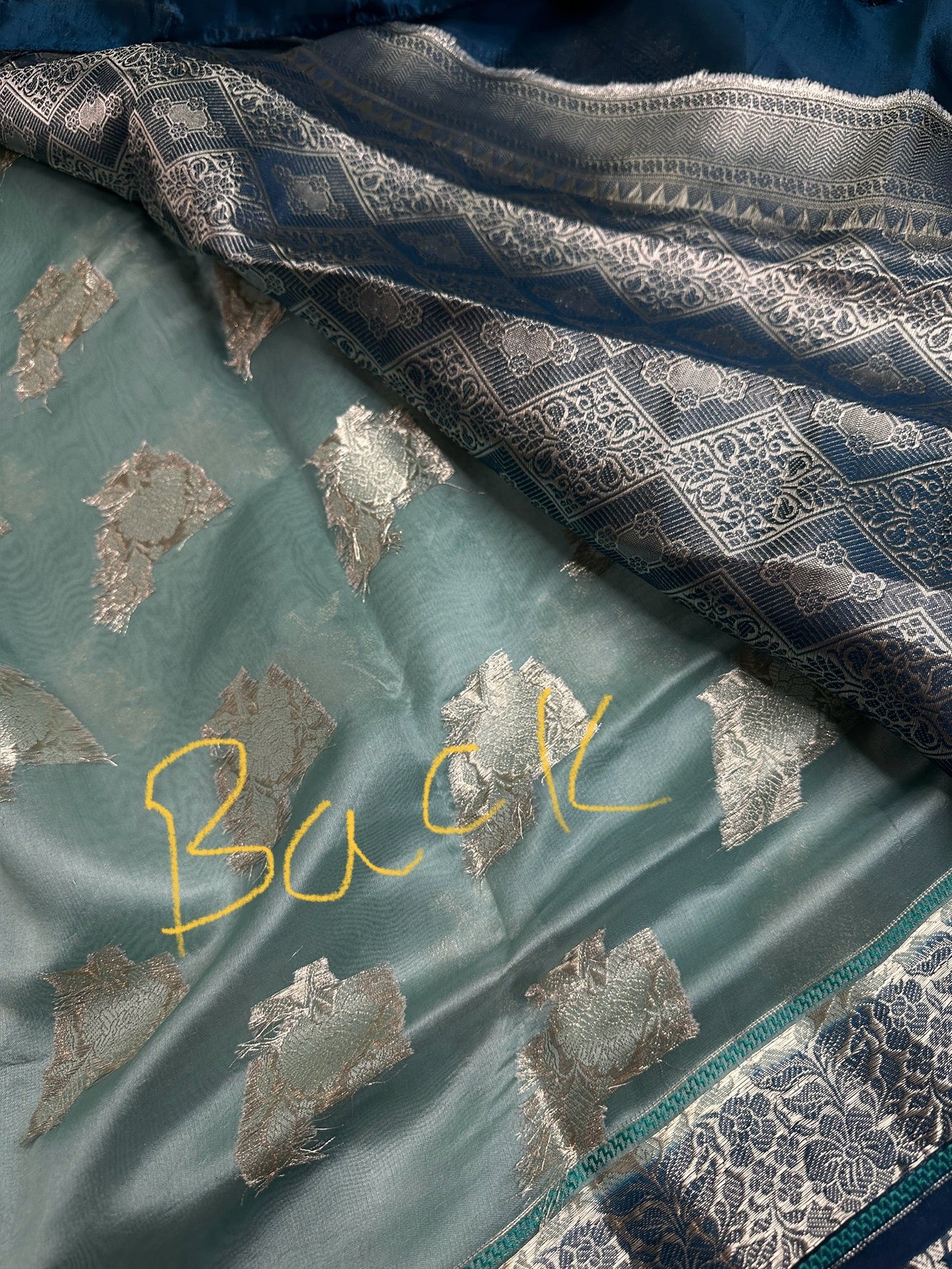Pure Muga Silk Silver Weaving Blue Saree
