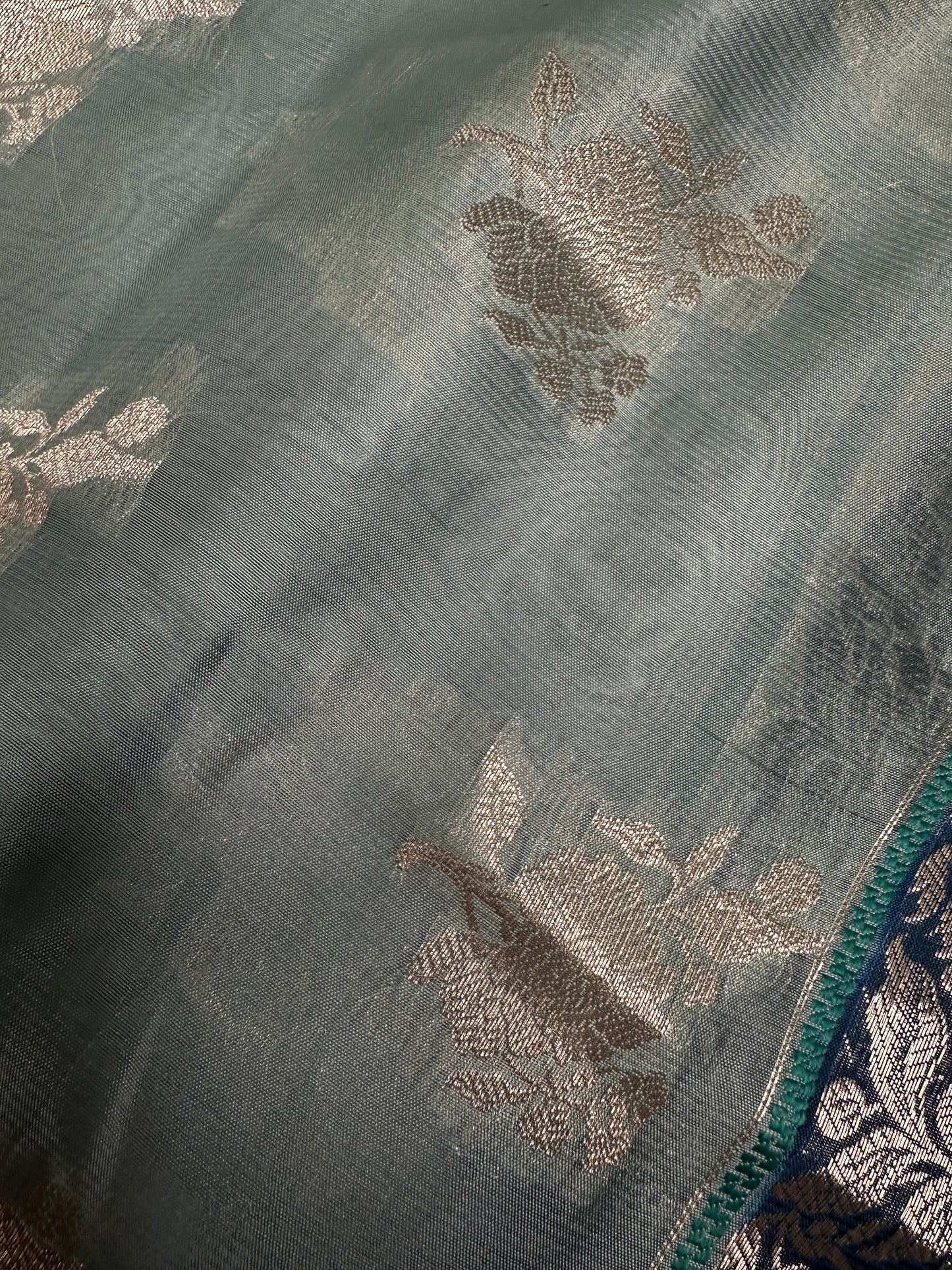 Pure Muga Silk Silver Weaving Blue Saree