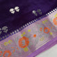Pure Muga Silk Silver Weaving Lavender Purple Saree