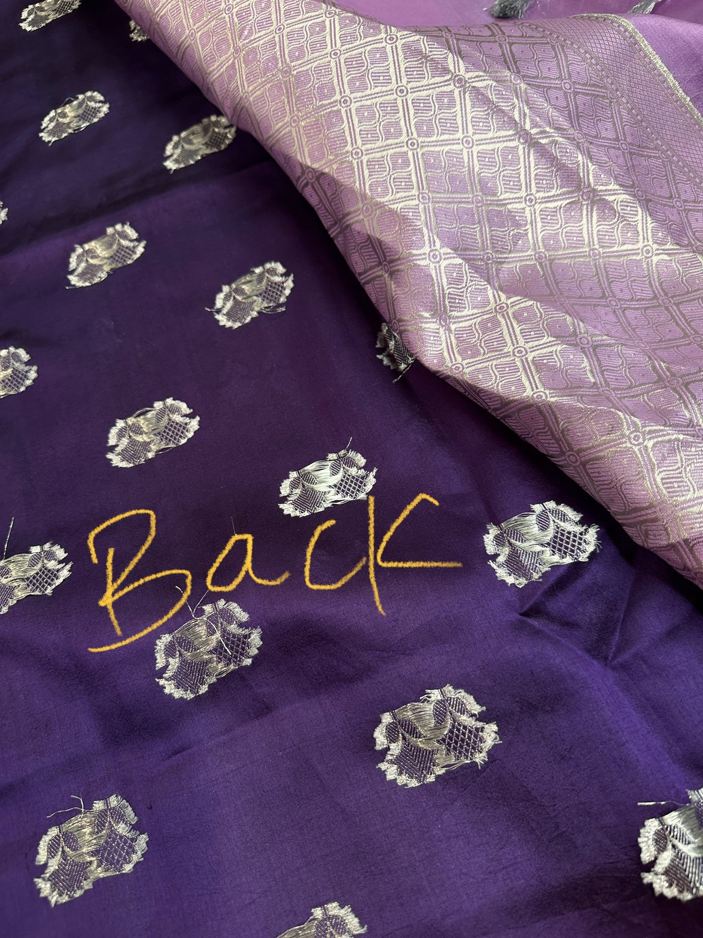 Pure Muga Silk Silver Weaving Lavender Purple Saree