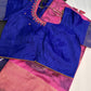 Pink Blue Semi Uppada Silk Butta Saree