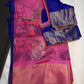 Pink Blue Semi Uppada Silk Butta Saree
