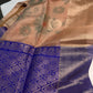 Beige Blue Semi Uppada Silk Butta Saree