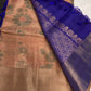 Beige Blue Semi Uppada Silk Butta Saree